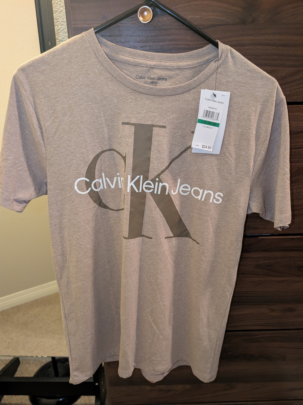 Calvin Klein Jeans Men's Taupe Logo T-Shirt